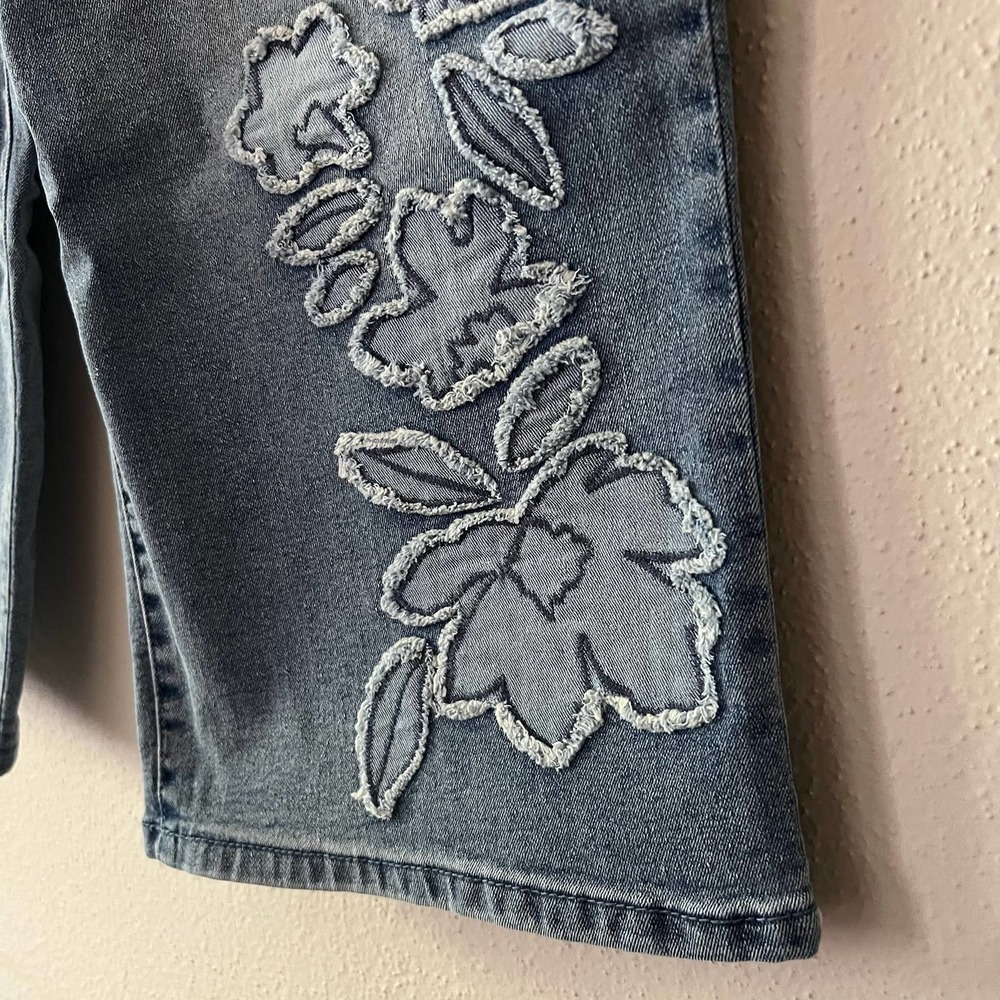Light Blue Embroidered Wide-Leg Jeans - Picture 8 of 9